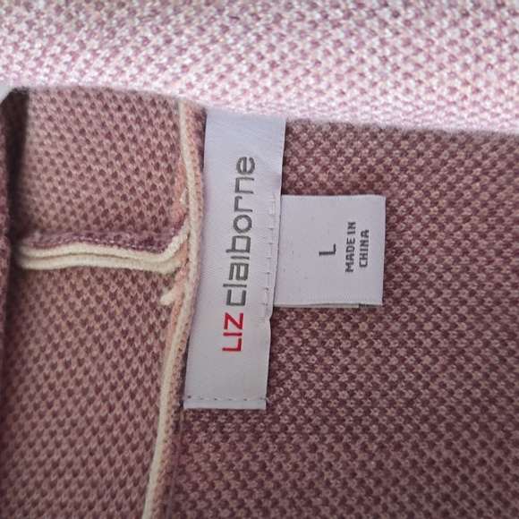 LIZ CLAIBORNE WOMEN'S MULTIPLE MAUVES AND WHITE LONG OPEN CARDIGAN SIZE LARGE - Picture 6 of 16